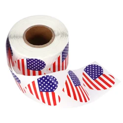 Heart Shape Sealing Decor USA National Flag Pattern Sticker for Gift Envelope Decor (500pcs/Roll)