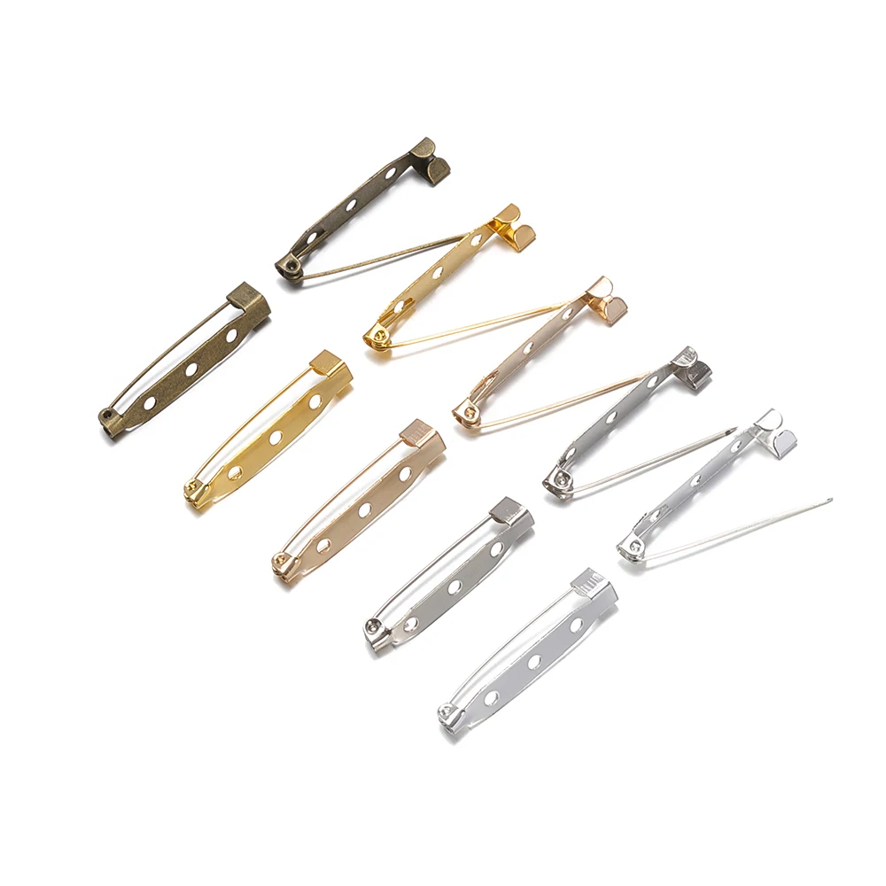 50 stücke 15-40mm Brosche Clip Basis Pins Silber/Gold Farbe Blank Safe Lock Brosche Pin Basis abzeichen Halter Für DIY Schmuck Machen – Detail 13