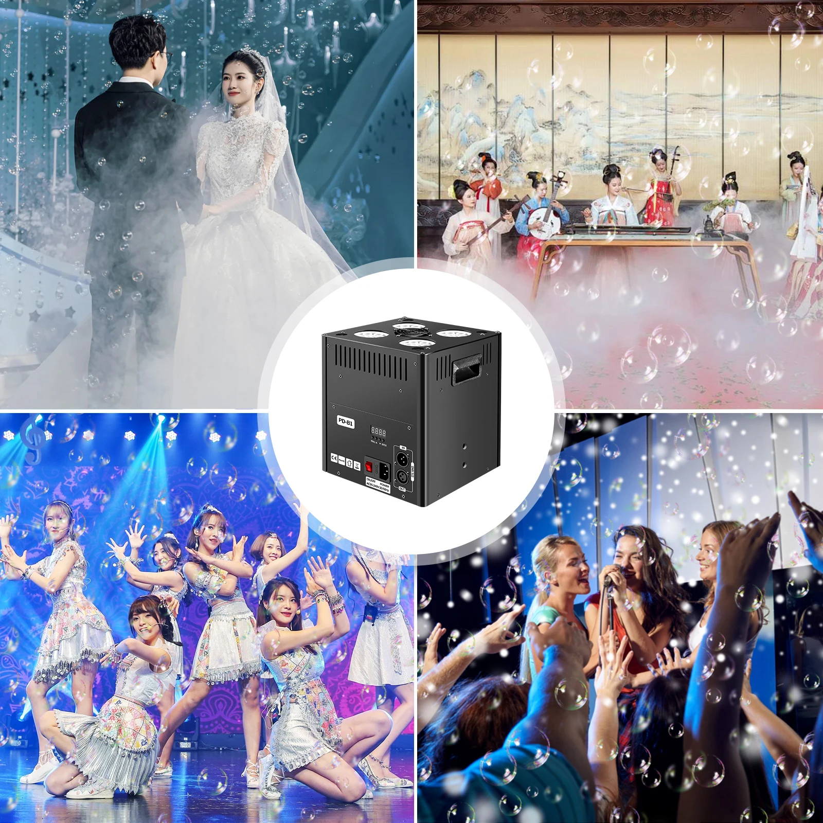 Smoke Bubble Machine DMX Remote Contreller Stage Effect Performance Foam machine For DJ Disco School Theater Wedding Nightclub