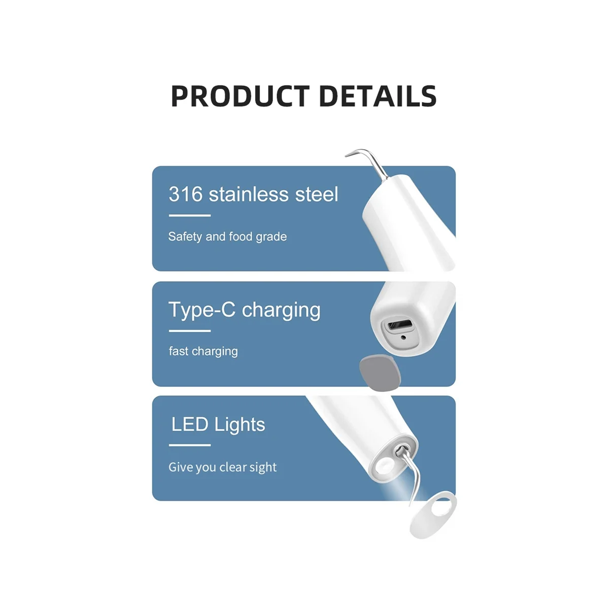 A07G-APP escalador Dental ultrasónico Visual con cámara LED cálculo eliminador de sarro Oral limpiador de manchas de dientes blanqueamiento Dental