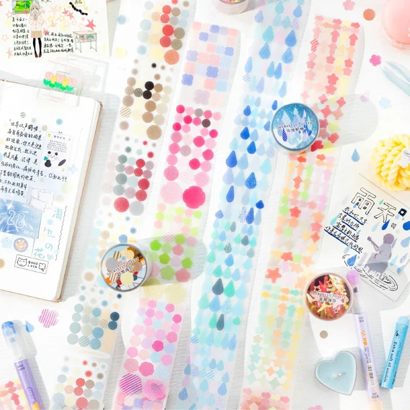 Journal GO 4.5x200cm Shining Geometry Masking Tape Stickers Glittering Art Decorative Tape Stickers for Journal Scrapbooking