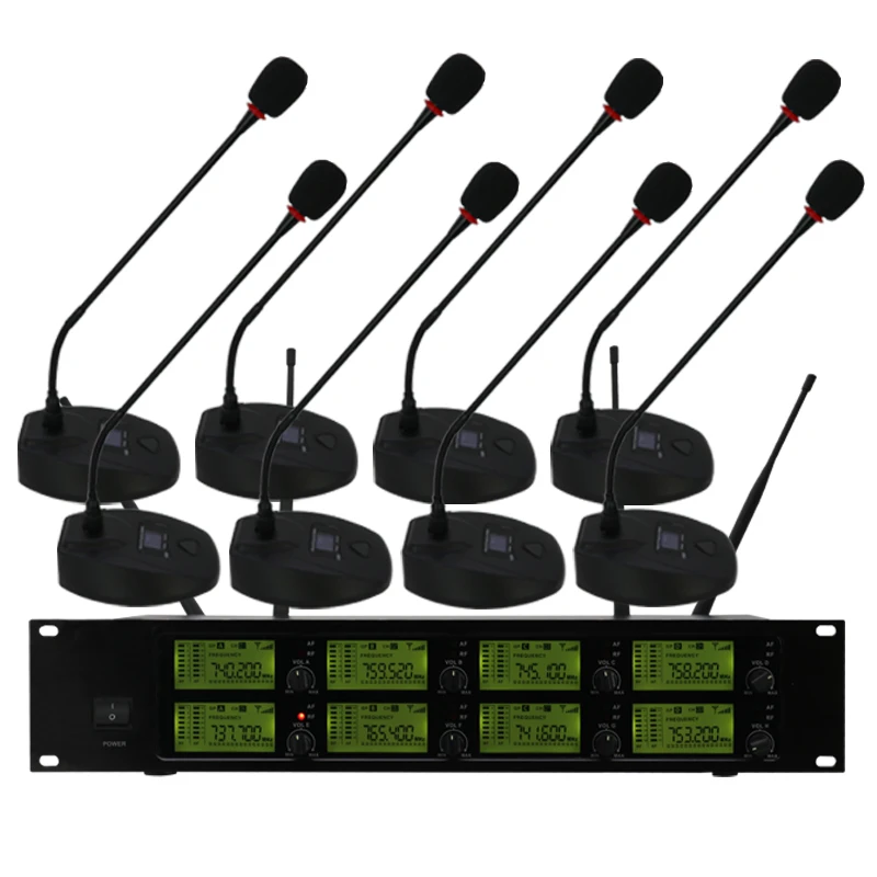 

Professional Vhf Live 8 Channel Wireless Conference Microphone Gooseneck