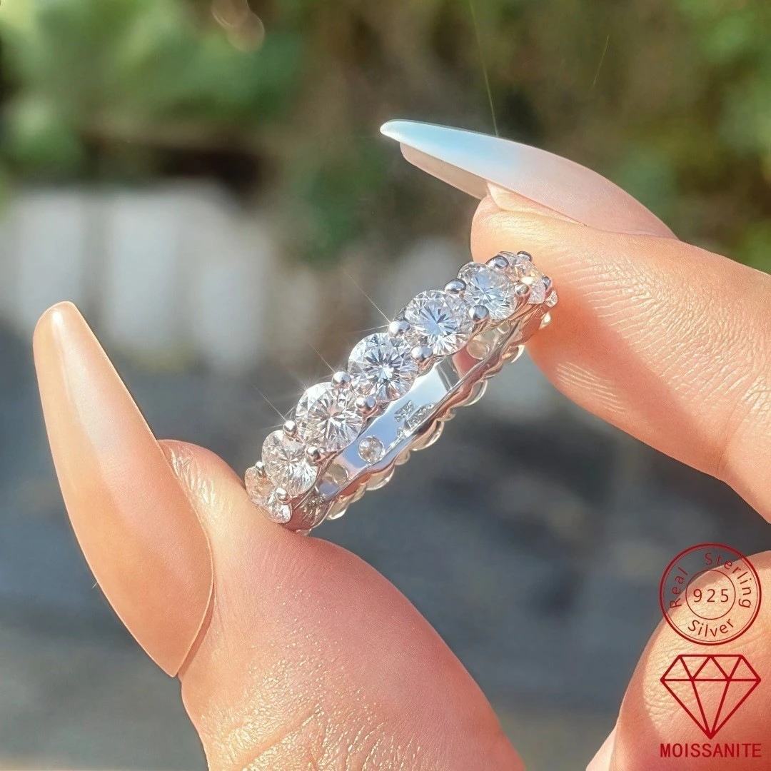 

Carnica Luxury 925 Sterling Silver Real Moissanite Panel Ring for Women Men GRA Diamond Wedding Jewelry Couple Bride Gift Hot