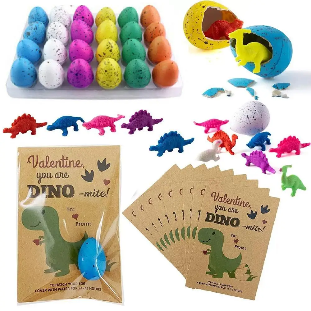 Oeufs de culture de dinosaures, 12/24 pièces, œuf de dinosaure à couver, fissures dans l'eau avec des couleurs assorties pour les tout-petits de plus de 3 ans, jouet cadeau