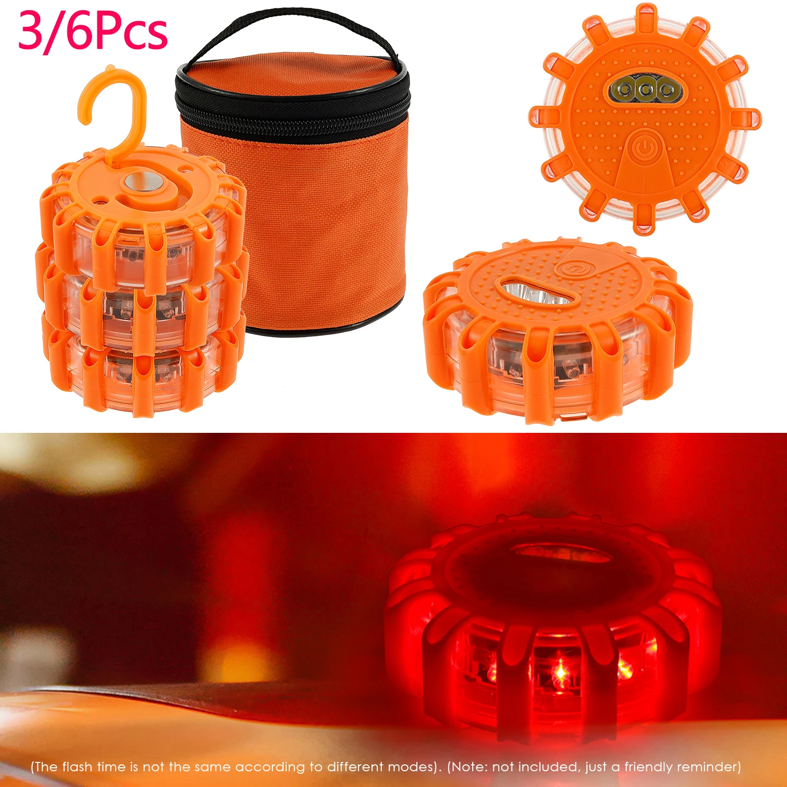 

3 шт. светодиодные дорожные сигналы, мигающий аварийный сигнал безопасности с 9 режимами свечения, перезаряжаемая вспышка для транспортных средств и лодок