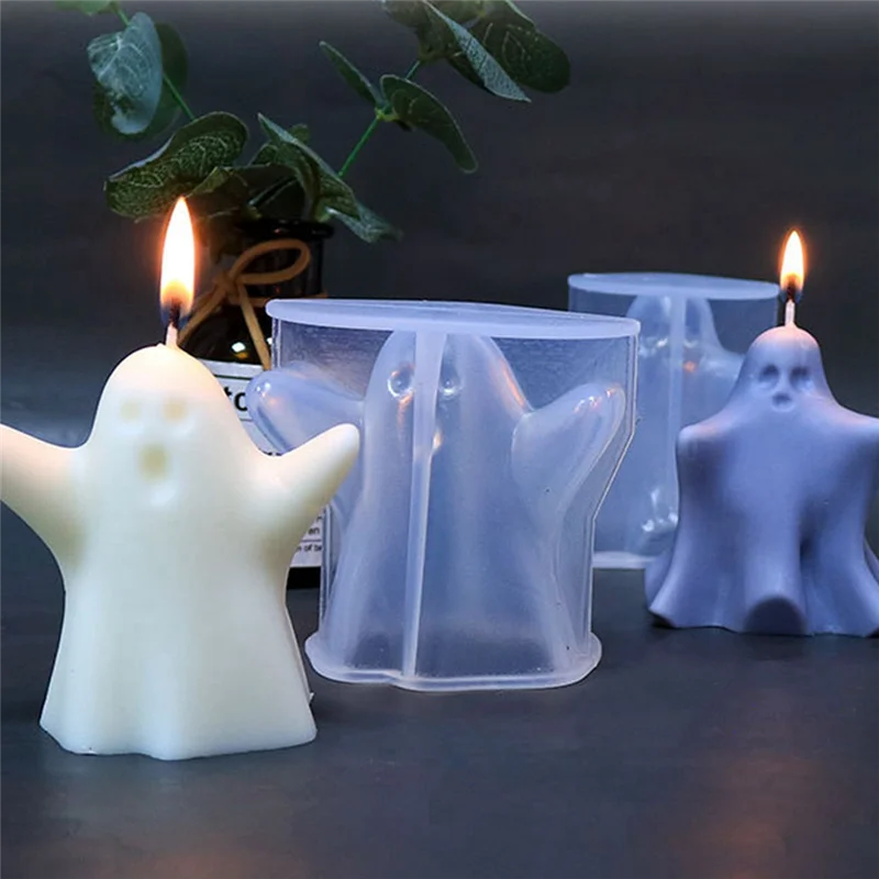 2Pcs Halloween Candle Silicone Mold DIY Horror Ghost Handmade Aromatherapy Soap Gypsum Candle Making Mold Home Decor