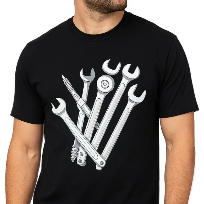 

Funny Tools T Shirt for Men Women Unisex Wrench Screwdriver Graphic Cotton Tee Mechanic Repair Humor Gift DIY Worker Casual Top