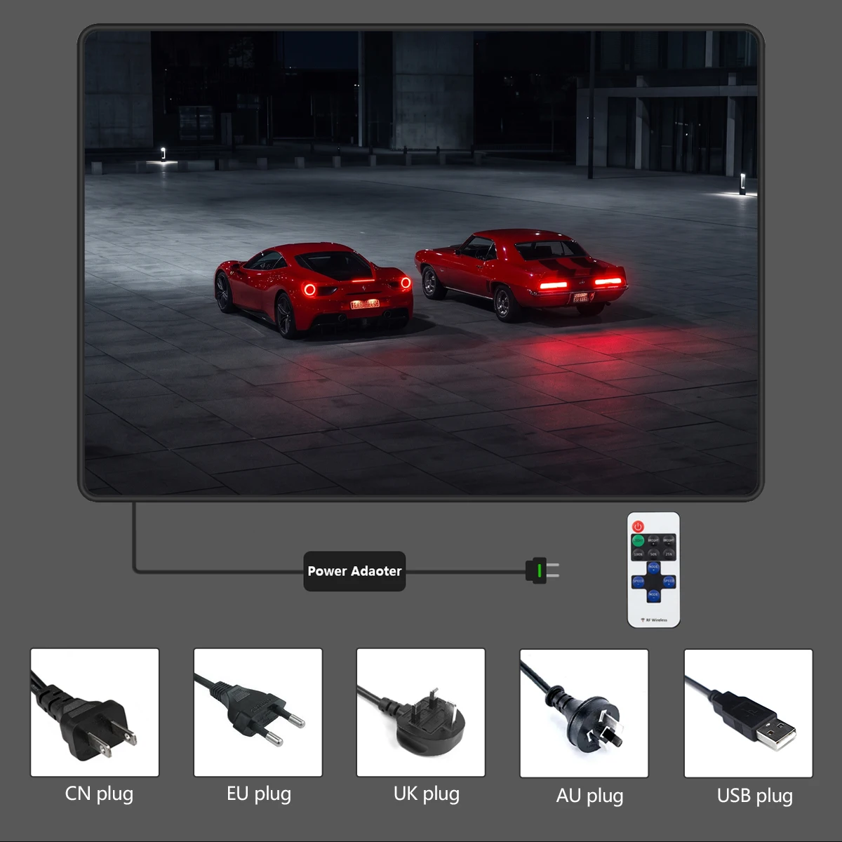 Color-Changing Car Art Pieces Customizable USB Remote Control Garages Bars Rooms Decor - view 5