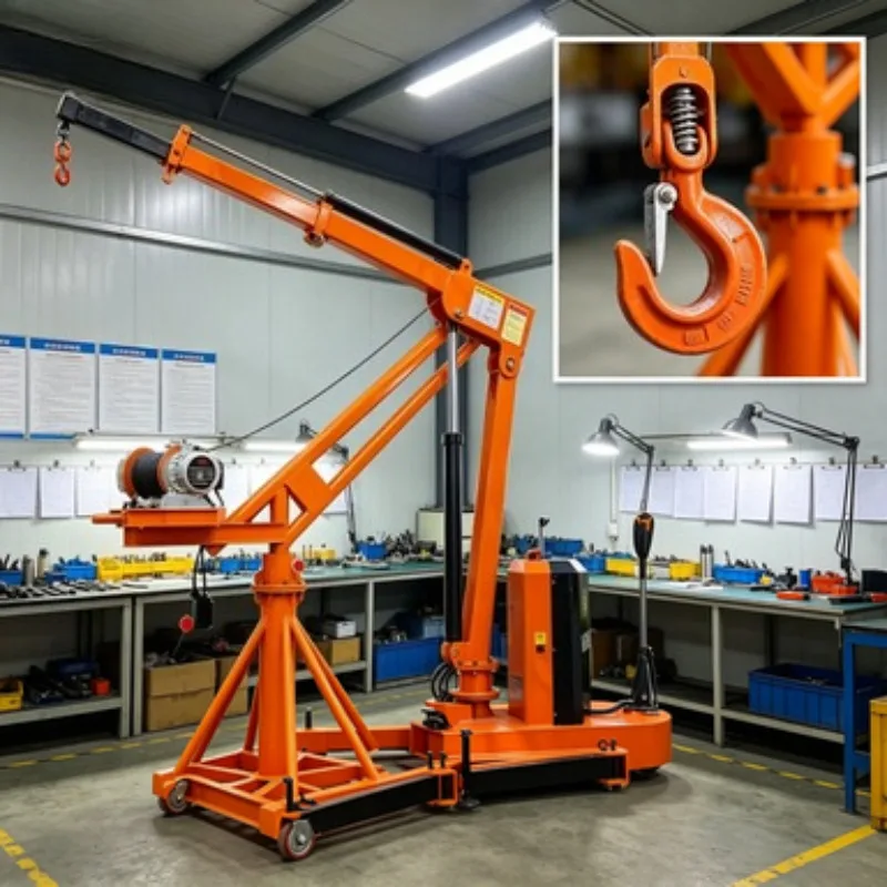 Self-Propelled Telescopic Boom Crane – 1Ton Electric Hoist, Portable Floor Crane with Anti-Tip Stability, Ideal for Heavy Load