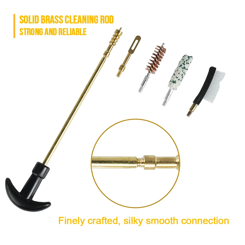 Weapon Cleaning Kit Gun Cleaning Kit Pistol 9mm .38 .22 .40 .45 Handgun Hunting Shooting Bronze Bore Brush Brass Jag Oil Bottle