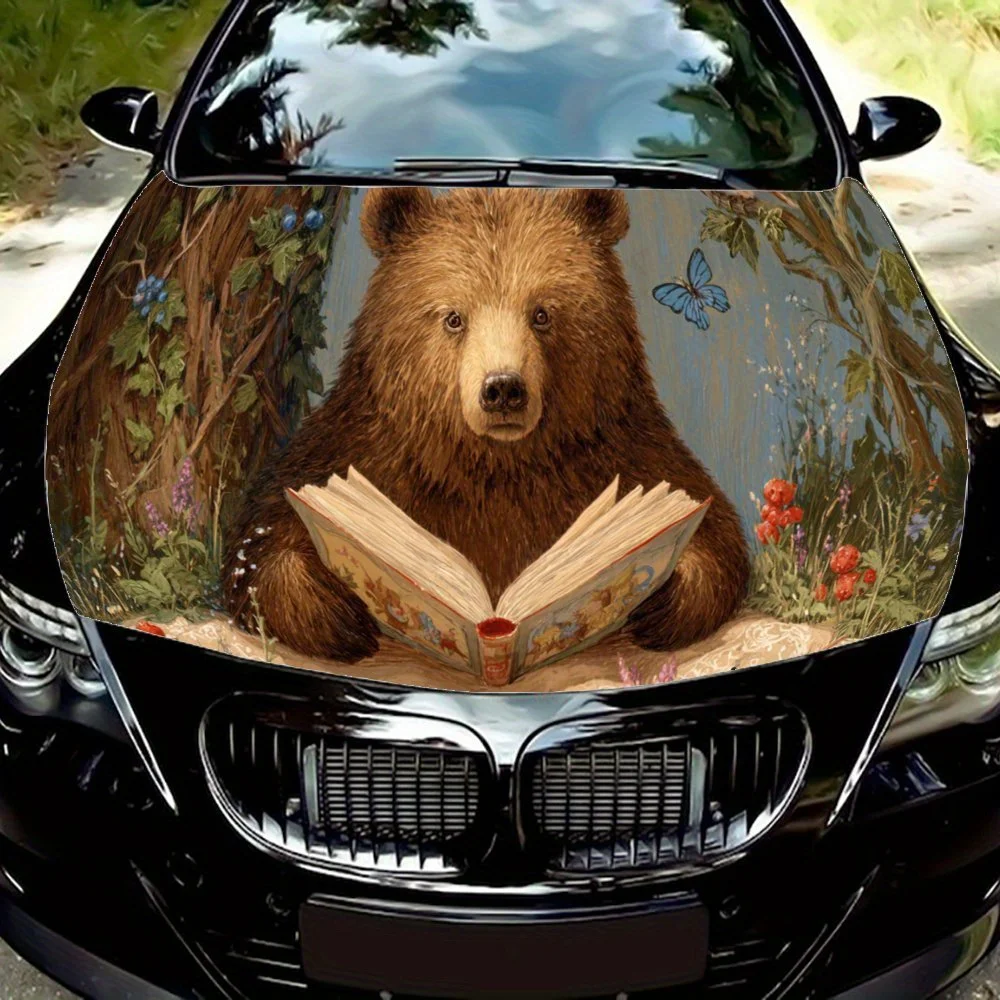 

Forest Brown Bear car hood stickers, waterproof self-adhesive, scratch resistant, easy to stick, durable car PVC stickers, car d