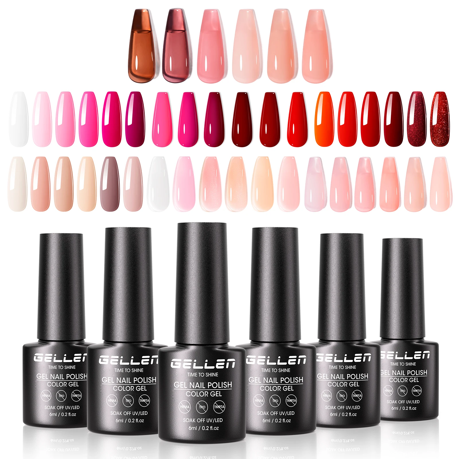 

GELLEN Beauty 6ml Jelly Gel Nail Polish Set Fall Winter Manicure DIY Amber Nude Pink Nails Art Soak Off Gel Kit Woman Gift
