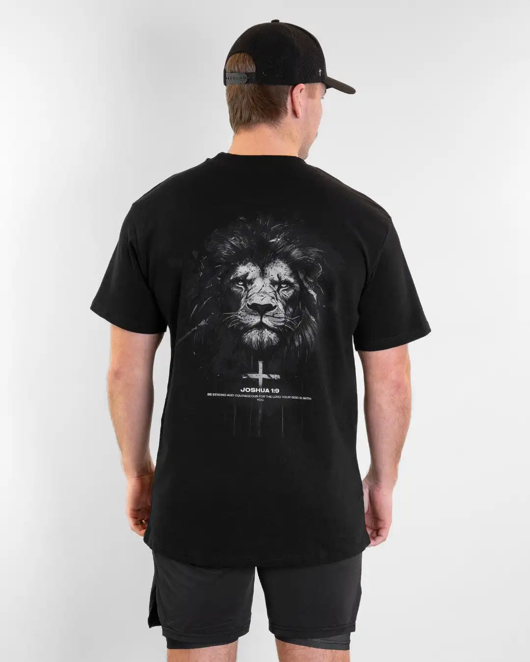 Joshua 1_9 Lion Oversized T-Shirt  _ Perfect for Bodybuilders & Powerlifters