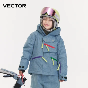 VECTOR Ski Wear Children Hooded Sweater Boys and Girls Wear Thickened Warmth Waterproof Equipment Jackets Snow Jacket