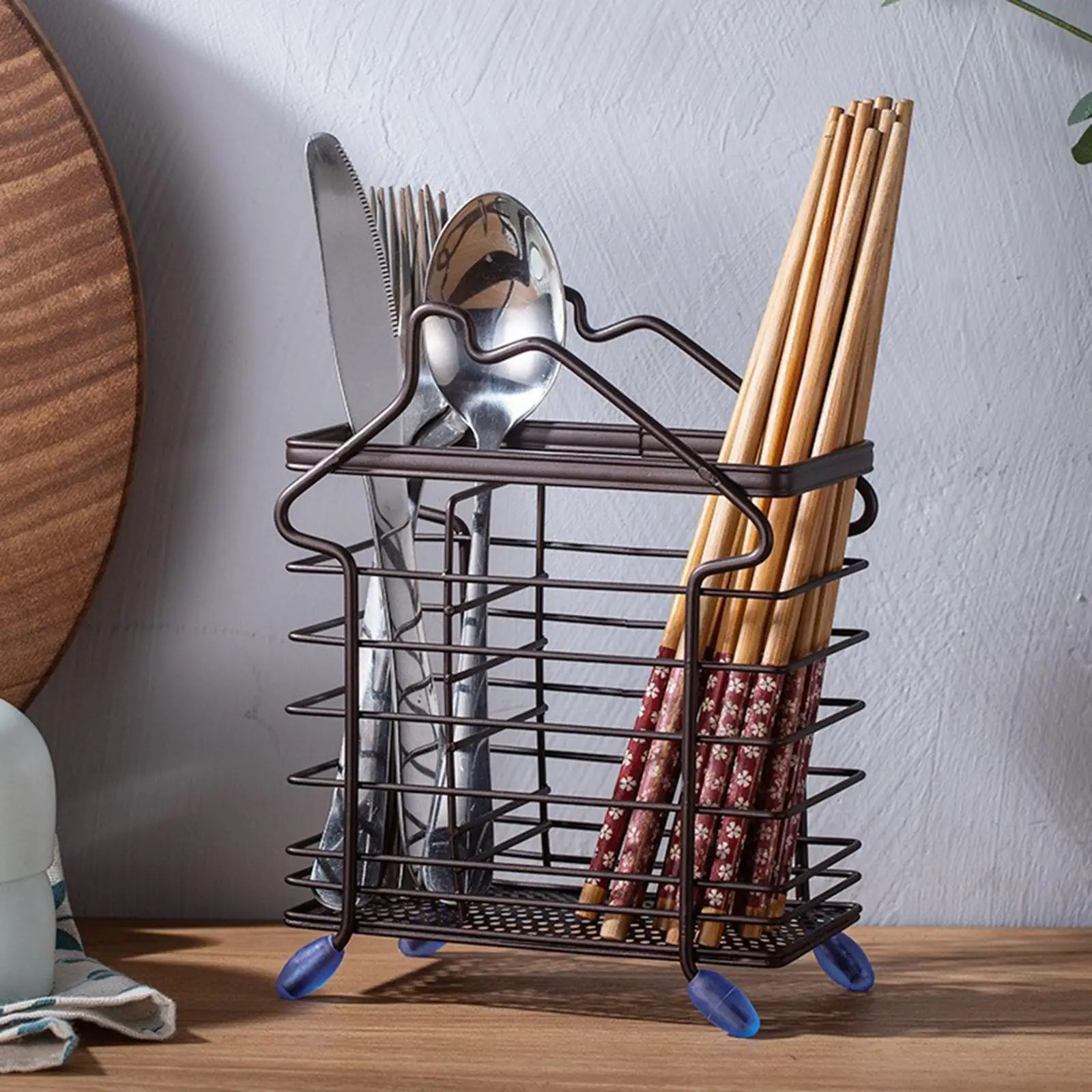 เคาน์เตอร์ผู้ถือภาชนะครัว Flatware Storage Drainer ช้อนส้อม Organizer Flatware Drying Rack ร้านอาหารผู้ถือตะเกียบ