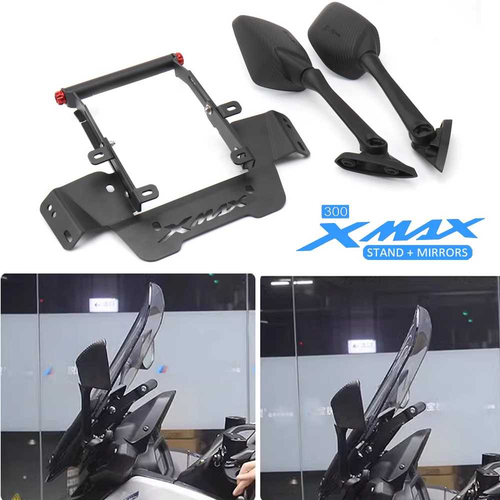 

XMAX 300 XMAX300 2023 Motorcycle Stand GPS Bracket Mobile Phone Navigation Plate Holder Rear View Mirrors For YAMAHA X-MAX 300