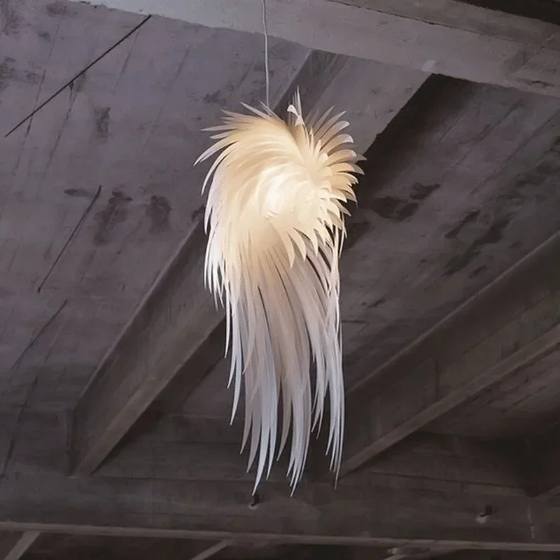 Modern LED Feather Pendant Lights PVC White Romantic Angel Wings Hanging Lamp Luminaire for Bedroom Home Decor Lighting Fixtures