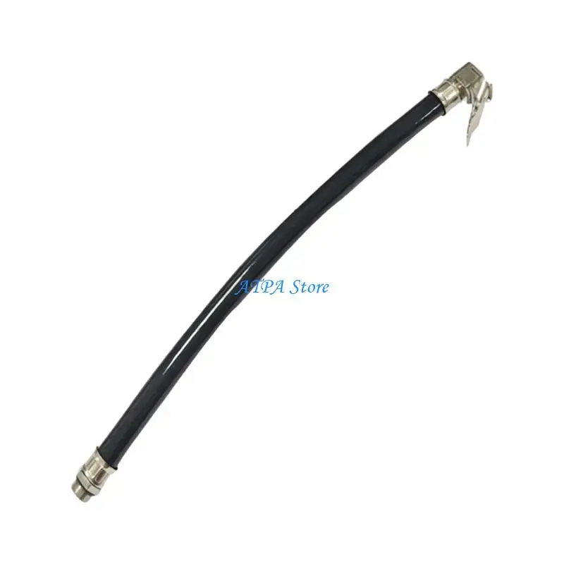 U13C Tire Inflation Hose with Clip On Head, Threaded End and Flexible 37.5cm Line for Garage and Travel Storage for Daily Home