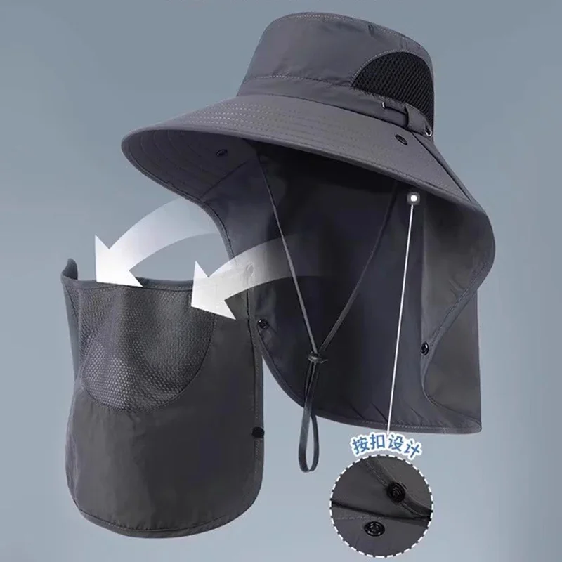 

Summer Sun Hats UV Protection Outdoor Hunting Fishing Cap for Men Women Hiking Camping Visor Bucket Hat Neck Flap Fisherman Hat