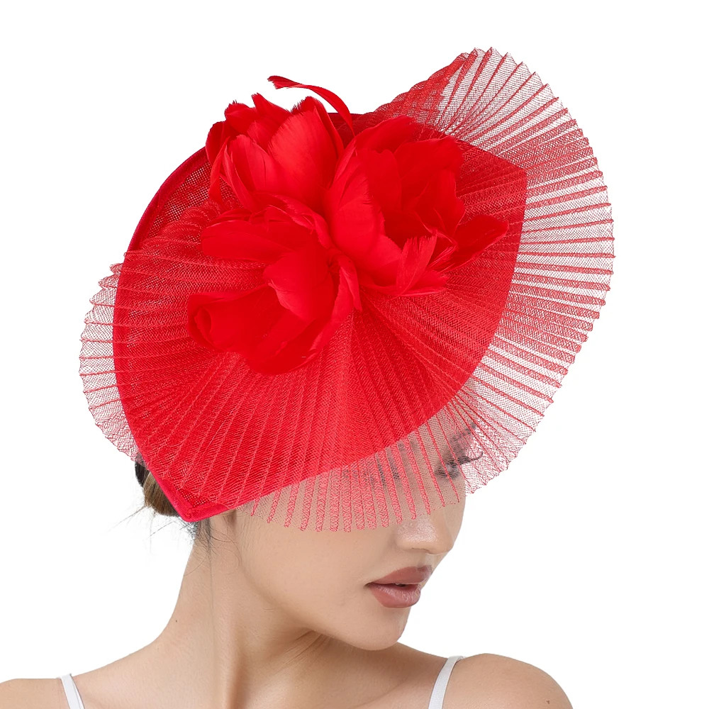 Fashion Women's Wedding Fascinator 32*21CM Millinery Hat for women Headwear with Flower Hair Accessories Base Headpiece Ladies