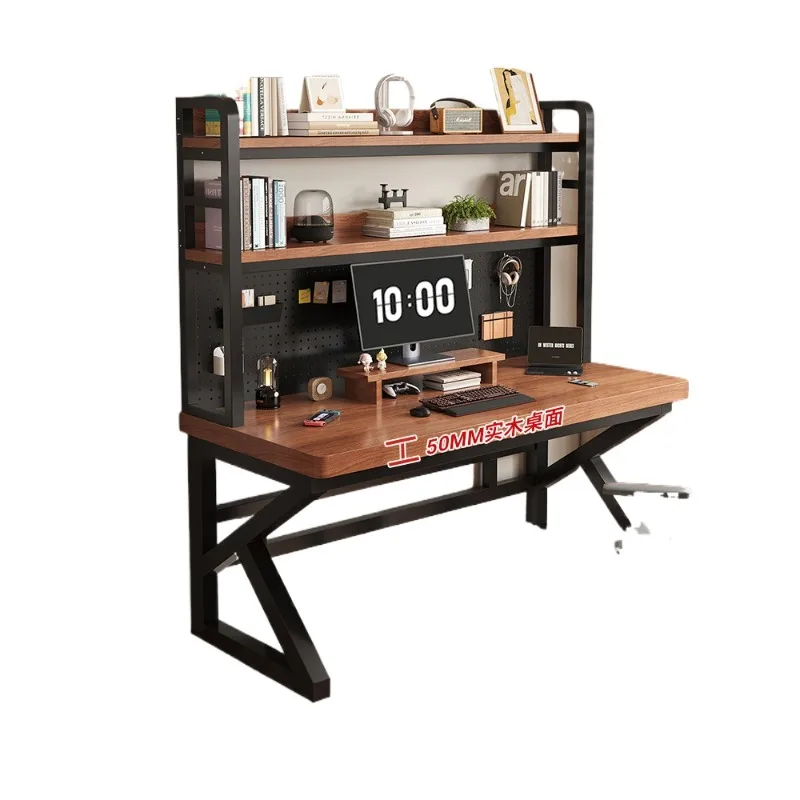 

Solid wood thickened desktop thickened table legs bookshelf integrated computer desk home e-sports office learning