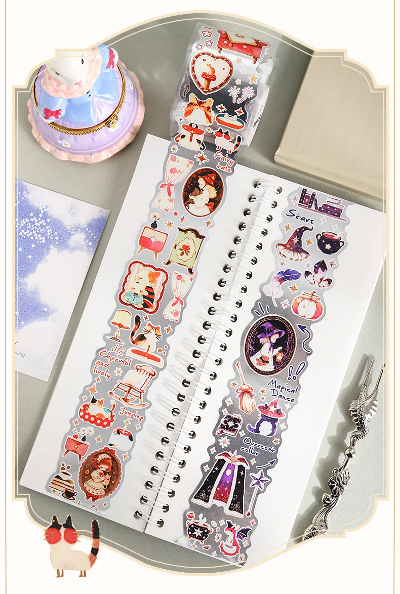 Journal GO 4,5cmx2m Dream Wandering Notes Tape Sticker Niedliche Mädchenfigur Märchen Masking Tape für Scrapbook Collage Journal – Detail 10