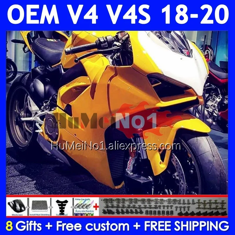 Injection Bodys For DUCATI Panigale V4 V 4 S R V4S V4R 327No.10 V4-S V4-R Yellow White 2018 2019 2020 18 19 20 OEM Fairing Kit