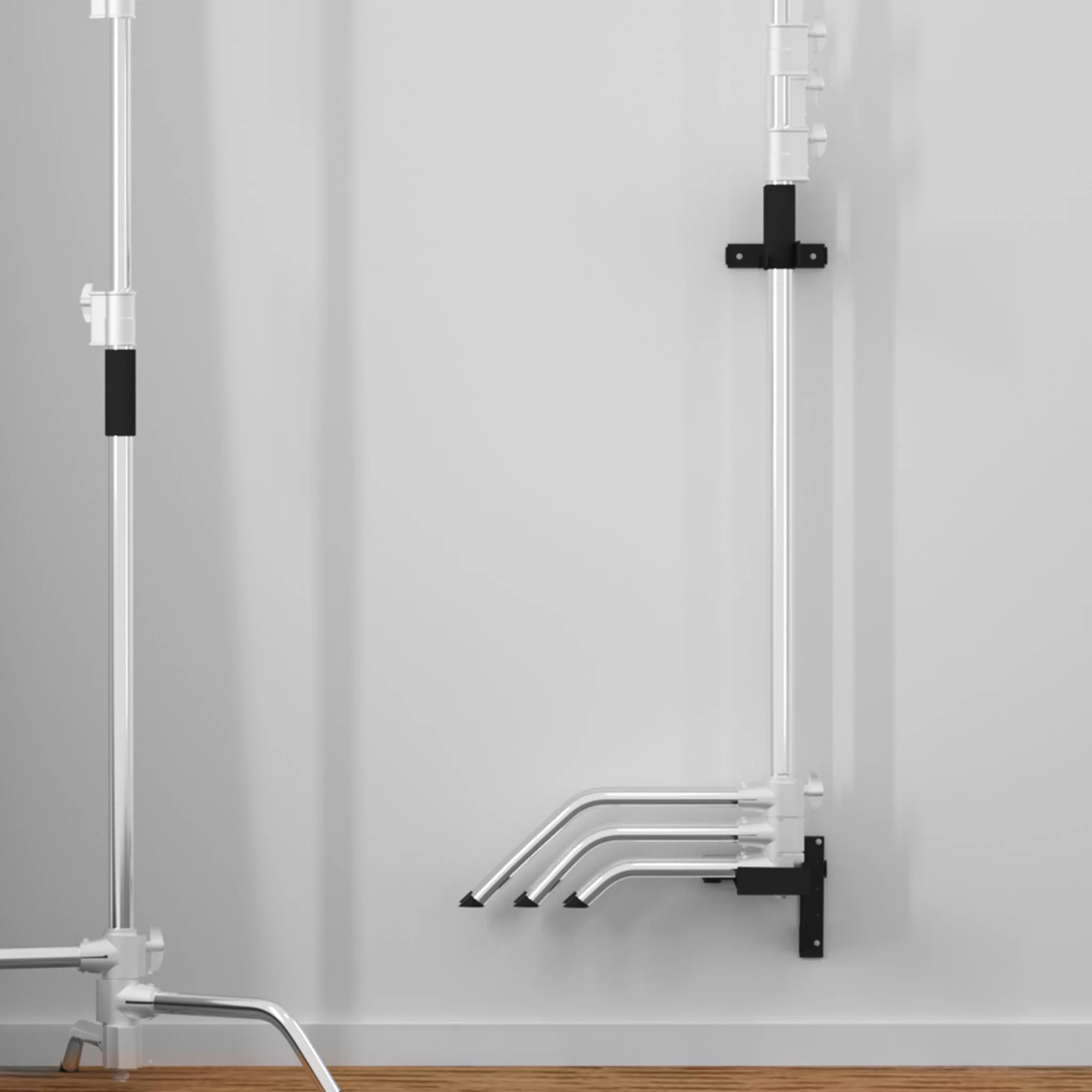 Selens Wall Mount C-Stand Storage Rack Heavy Duty Metal Holder Organizer 80KG Load Capacity for Photography Studio Light Stand
