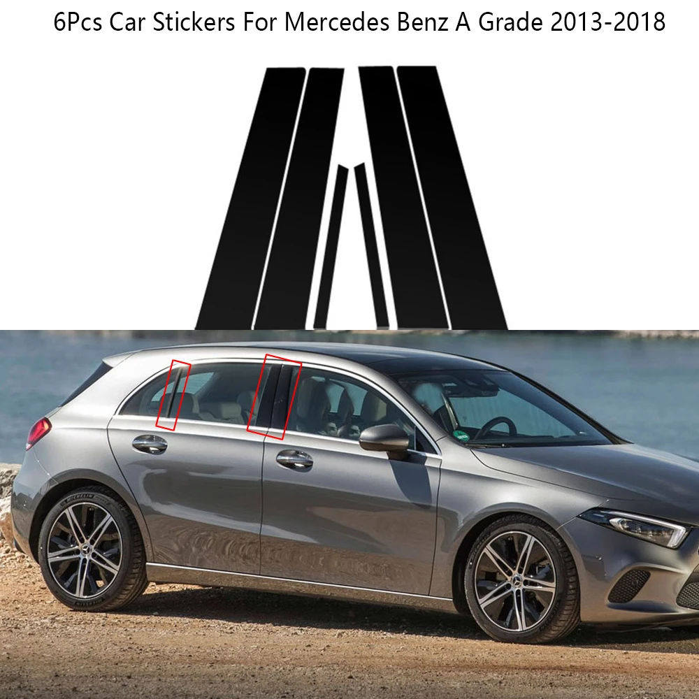 

6Pcs Carbon Fiber Black Pillars Column Decorative Sticker Trim Stickers For Mercedes Benz A Grade 2013-2018 Mouldings Styling