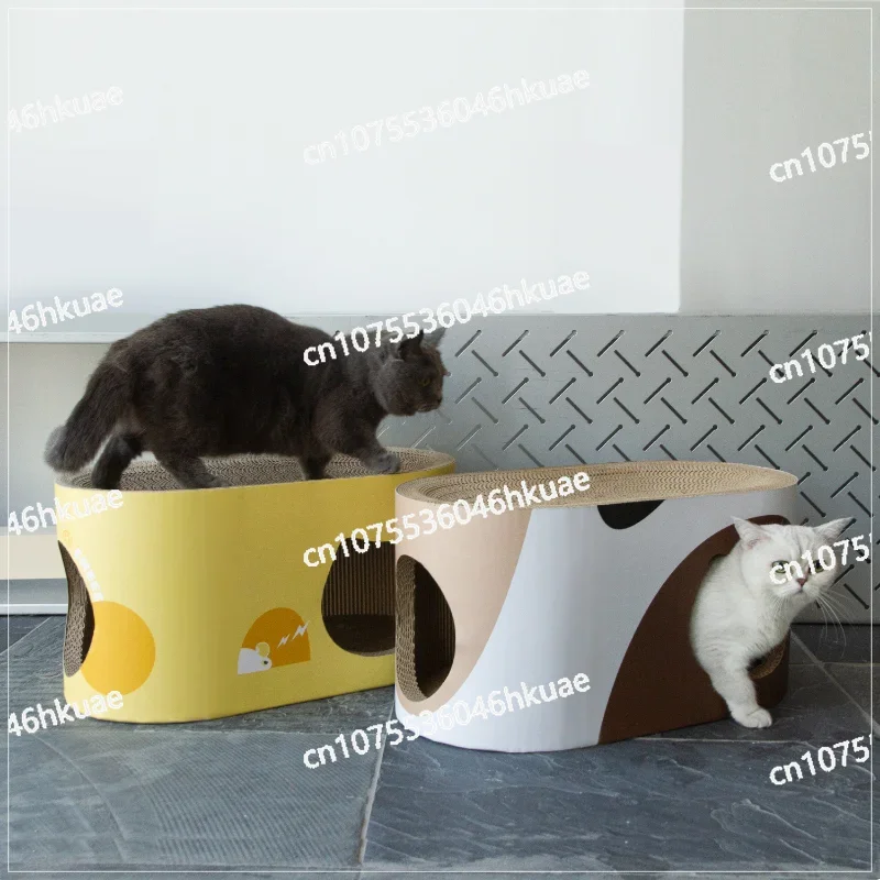 Corrugated cat scratching board Wooden cat house Cat nest Runway claw board Large  nest Tunnel grinding pet toy