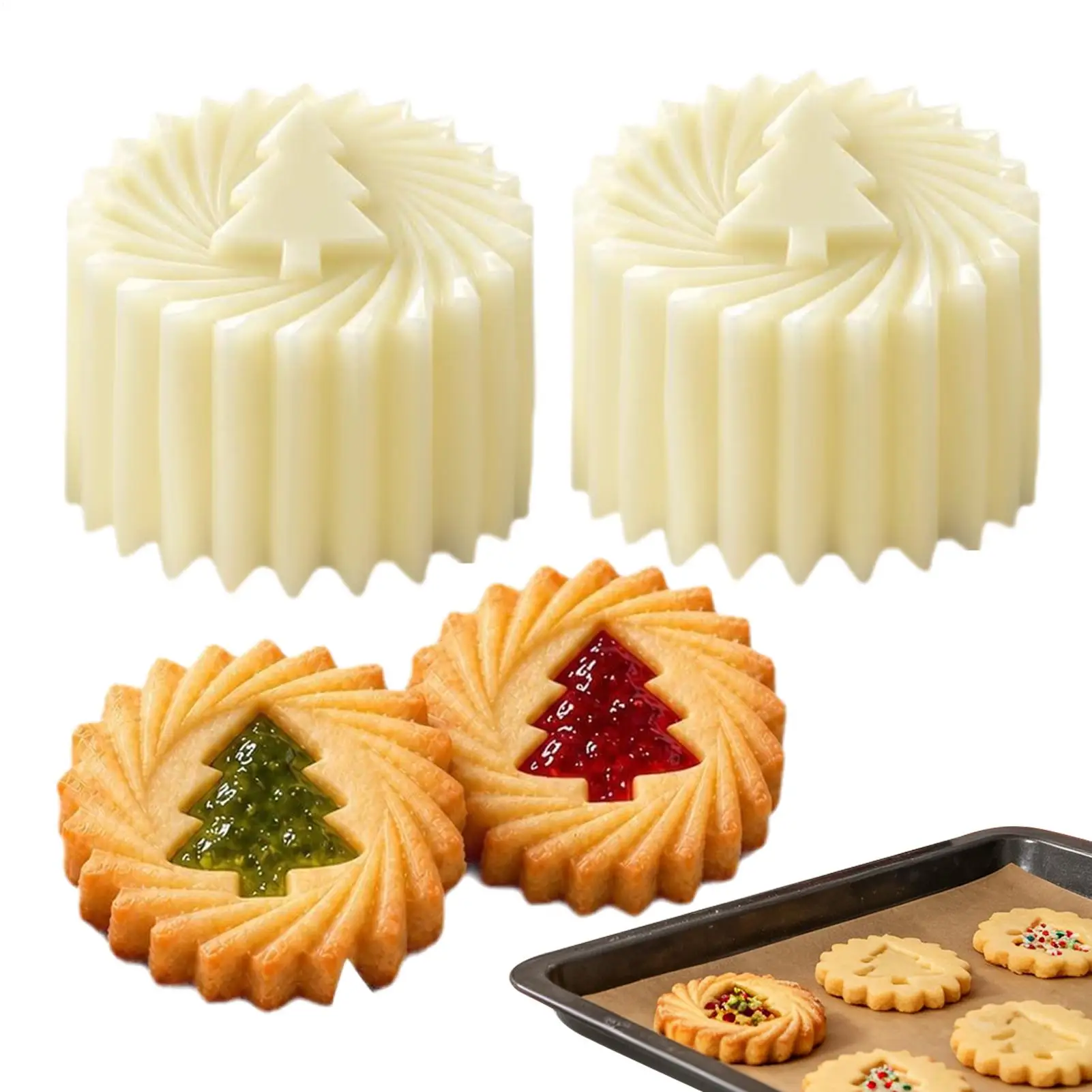 Christmas Tree Pastry Mold Christmas Tree Cake Press Pineapple Tower Biscuits Mold Cookie Stamp Moulds Household Baking Tools