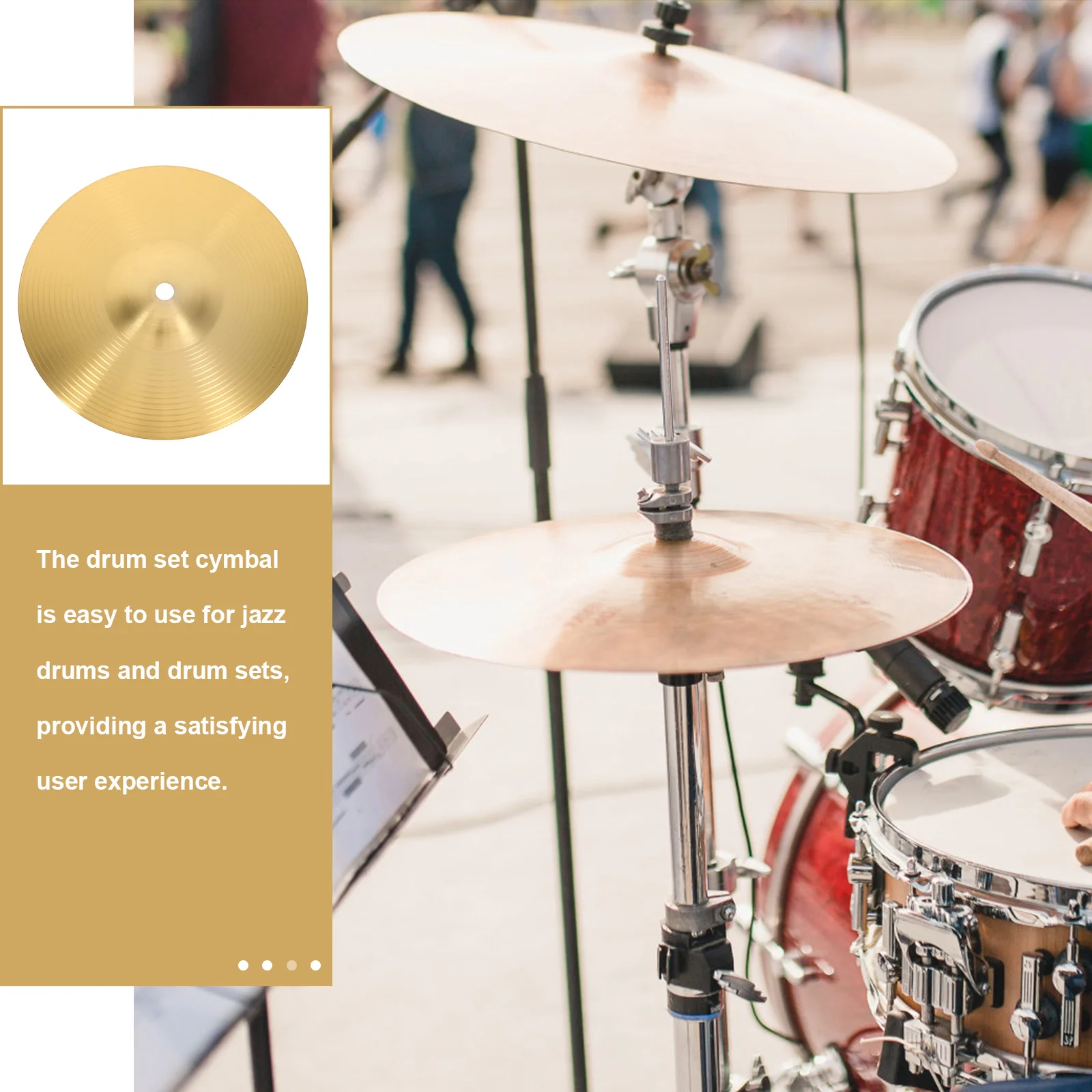 

2Pcs Drum Cymbals Brass Jazz Crash Drum Set Lightweight Musical Instrument Cymbals Smooth Edges Durable Crash Cymbal