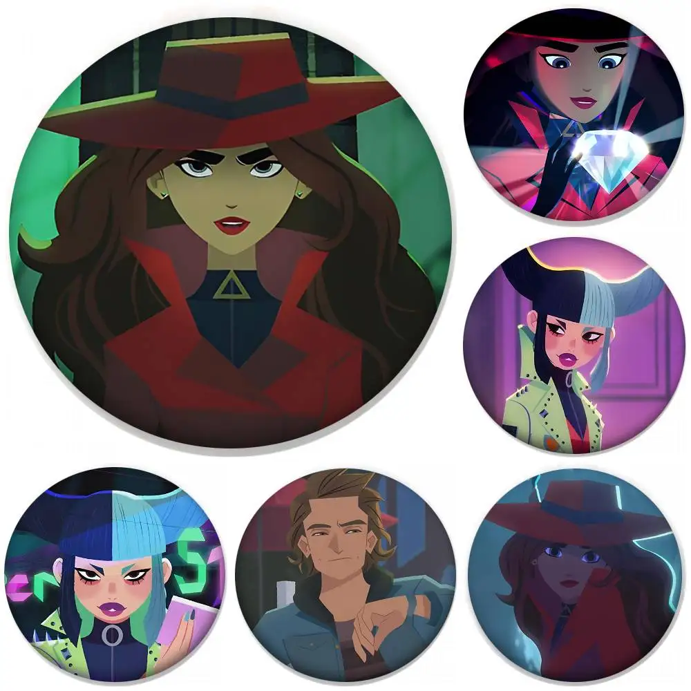 Pin de solapa redondo de anime de dibujos animados San Diego C-Carmen, broche creativo, accesorio para ropa y mochila