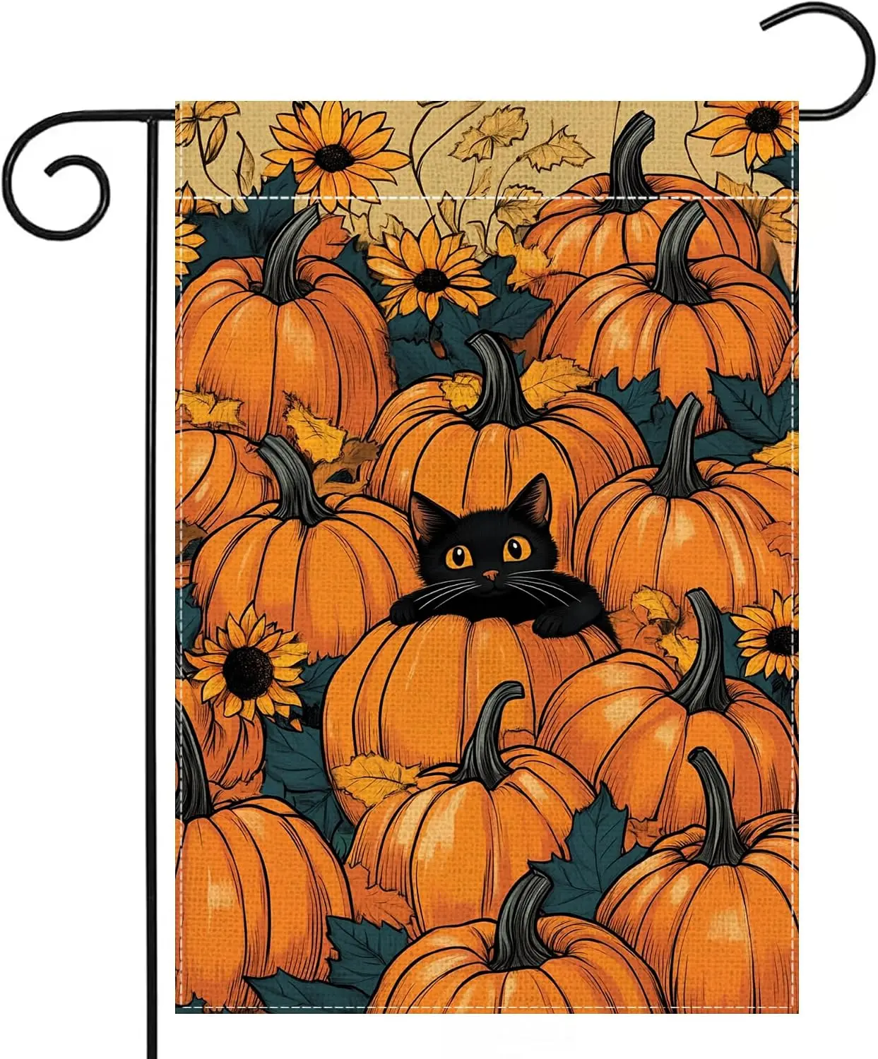 Fall Cat Pumpkin Garden Flag 12x18 Inch Double Sided Thanksgiving Maple Leaves Sunflower Yard Outdoor Flag House Holiday Out PPZ