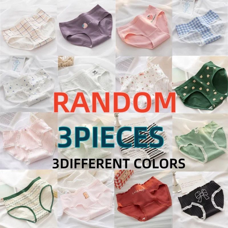 

3Pcs/Lot Cotton Cute Cartoon Girls Panties Women's Underwear Print Soft Pantys Female Underpants