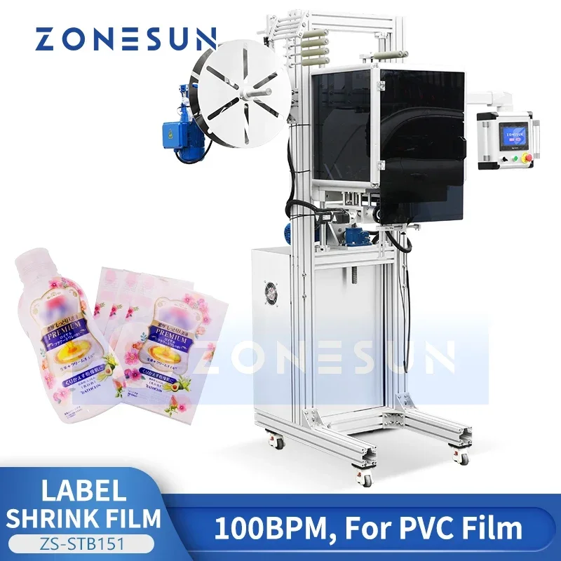 ZONESUN ZS-STB151 Automatic PVC Sleeve Labeling Machine Bottle Film Sleeve Applicator