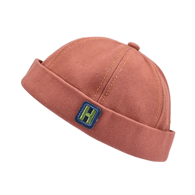 Gorro unissex melão Brimless, gorros para homens e mulheres, boné melão, calota craniana, algodão mecânico, painéis elásticos na moda, chapéu docker, cúpula retro