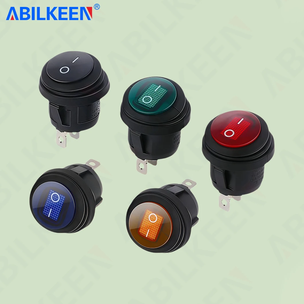 

50PCS/LOT ABILKEEN KCD1 Waterproof Rocker Switch 3Pin ON-OFF Latching Mini Rocker Toggle Switch 6A 250VAC with LED Light