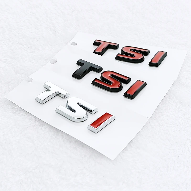 3D ABS Chrome Black Logo TSI Emblem Letters Car Trunk Badge For TSI Sticker Accessories