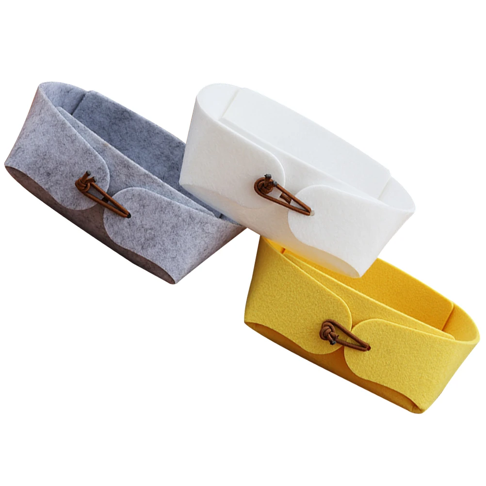 

3 Pcs Felt Storage Boxes for Jewelry Necklace Brooch Hair Clip Small Container Baskets Office Sundries Tidy Clean Elegant Gift
