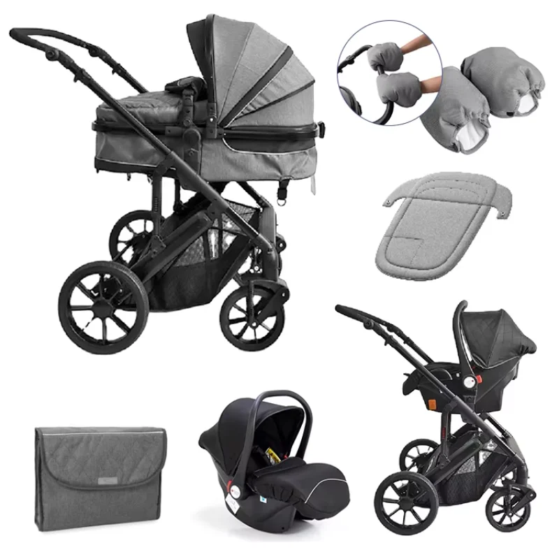 Passeggino di lusso 3 in 1 con seggiolino auto Carrozzina alta paesaggio per neonati Sistema da viaggio Carrello per bambini Walker Carrozza pieghevole