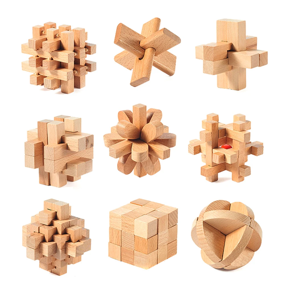 

Puzzles 3D Brain Teaser Wooden Interlock Toy Set Kids Game Education For Children