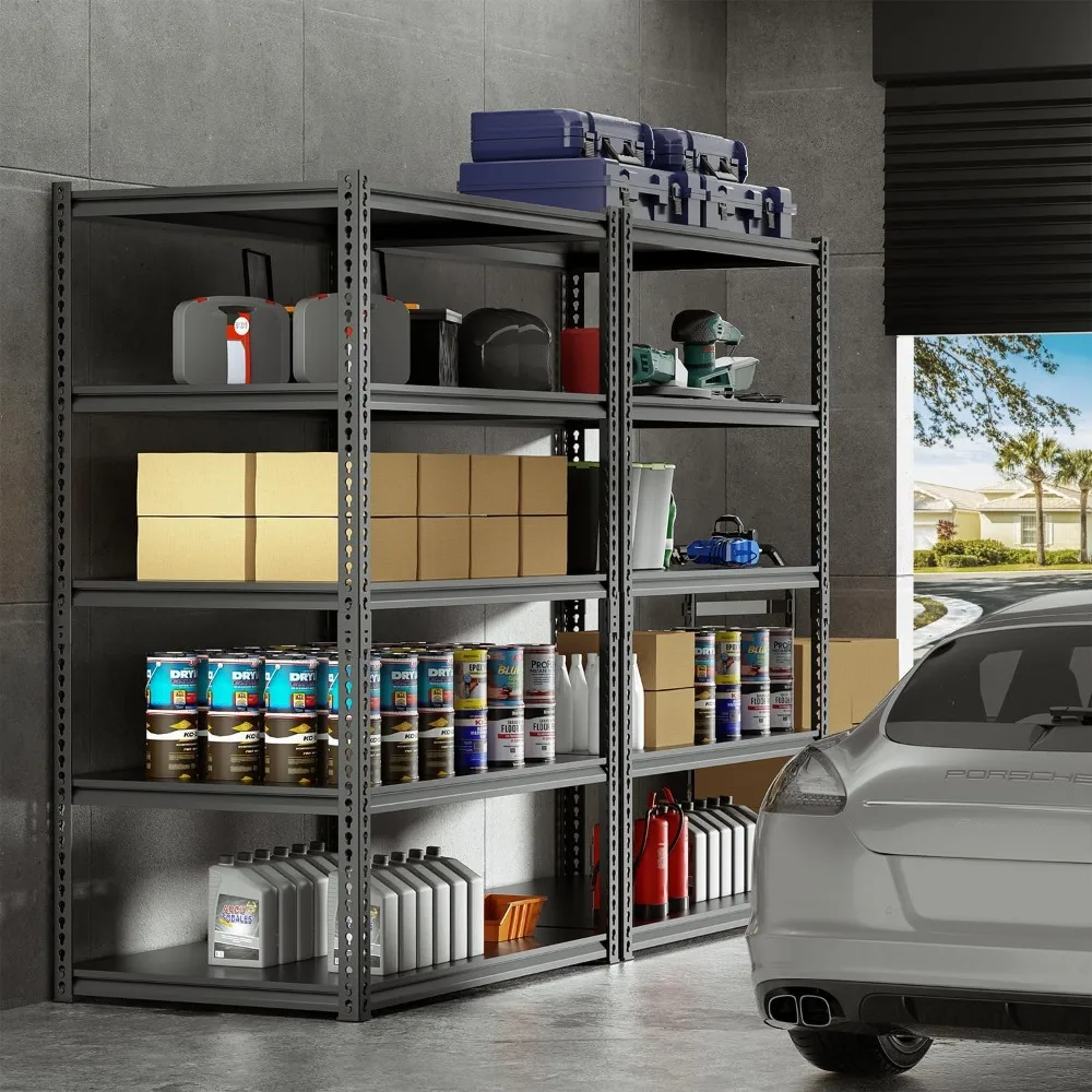 72 "H Heavy Duty Garage Shelving Load 2000 ปอนด์โรงรถชั้นวางของ, 5 ชั้นปรับโลหะ Shelving สําหรับ Storage Rack โรงรถ