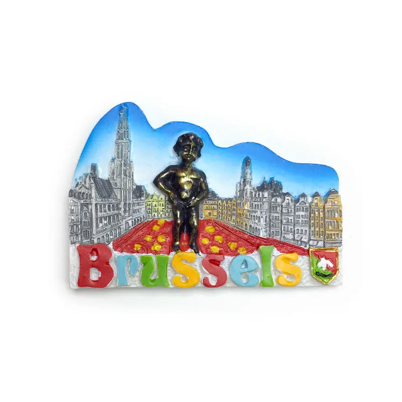 

Belgium Brussels Landmark Building Scenery Cultural and Creative Magnetic Refrigerator Magnet Travel Souvenirs Home Decorations