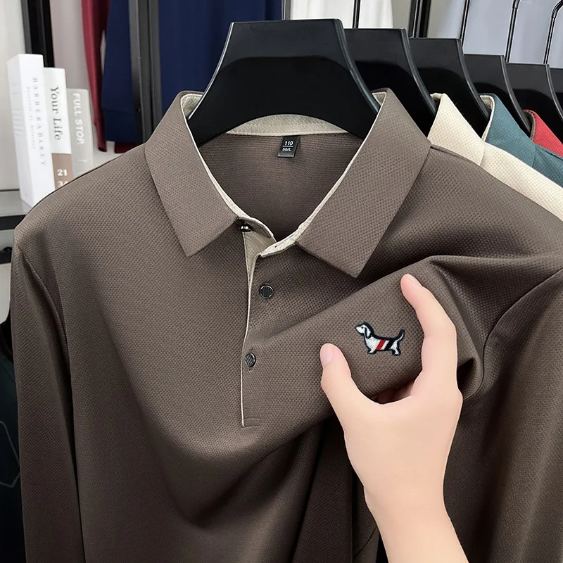 Designer Quality Hot Sales Men's Polo Shirt Lapel Long Sleeve T-Shirt Autumn New Arrival Dog Print Comfortable Business Menswear