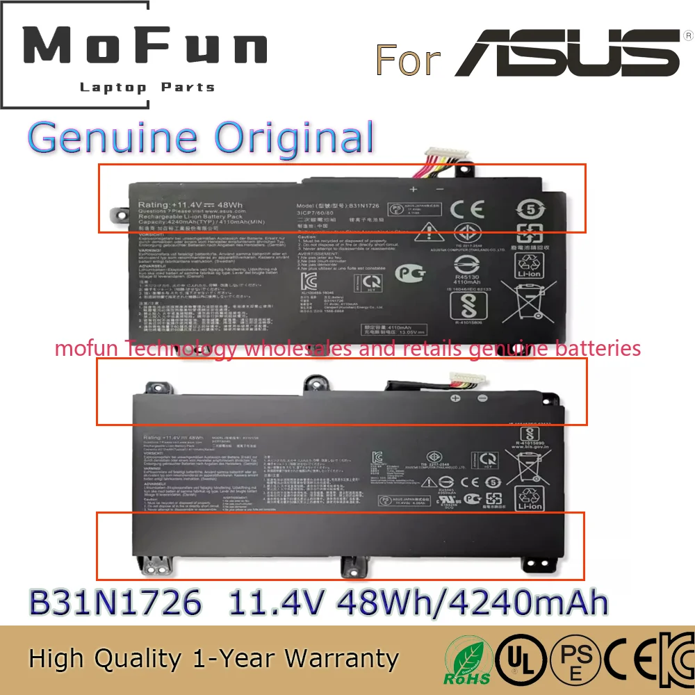 

2025 Brand New Original B31N1726 11.4V 48Wh Laptop Battery for ASUS ROG Strix G15 G512 G512LI G531 G531GT FX86