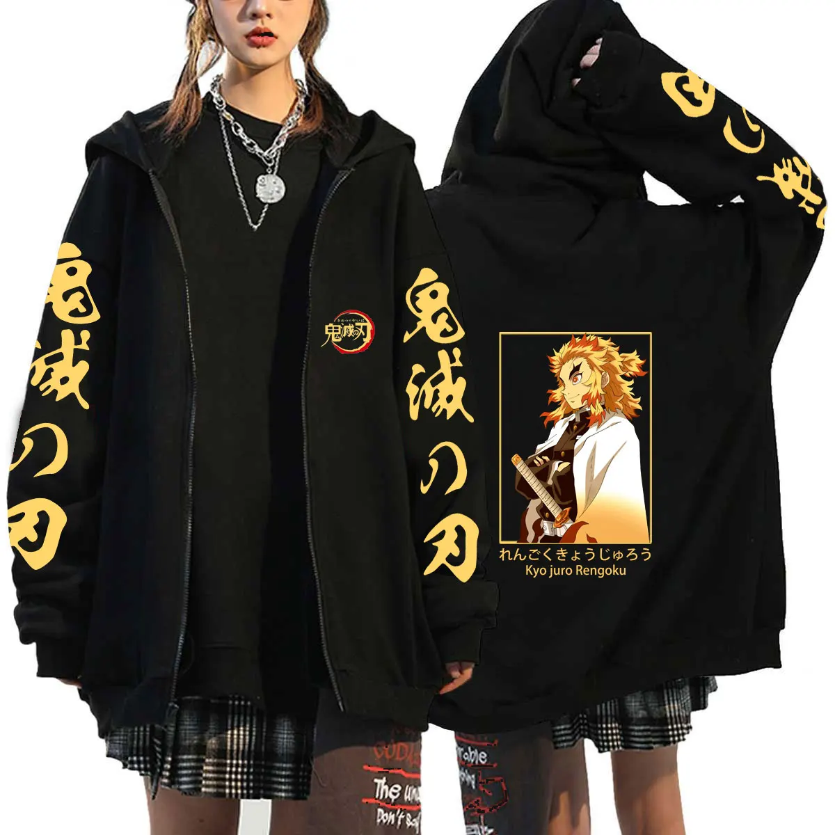 

Demon Slayer Kamado Nezuko Printed Hooded Fashion Sweatshirt Anime Hoodie Cosplay Zip Coat Autumn Winter Street Style Funny Top