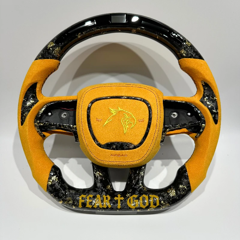 D-shaped Sports Style Carbon Fiber Steering Wheel Supports Personalized Customization for Dodge Challenger Charger Hellcat SRT