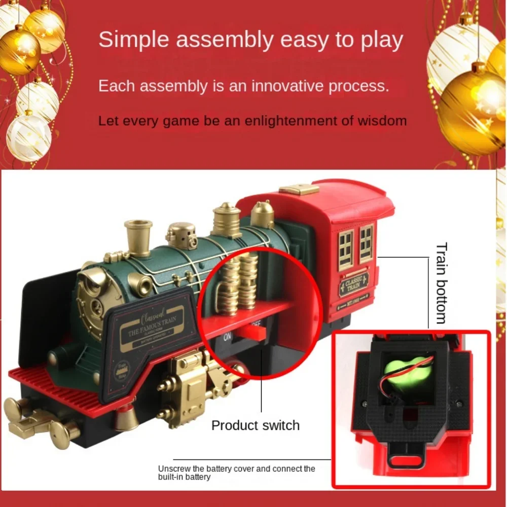 Trem de controle remoto clássico do vintage brinquedo fumaça música luzes simulação trem conjunto brinquedo natal das crianças brinquedo educativo presente