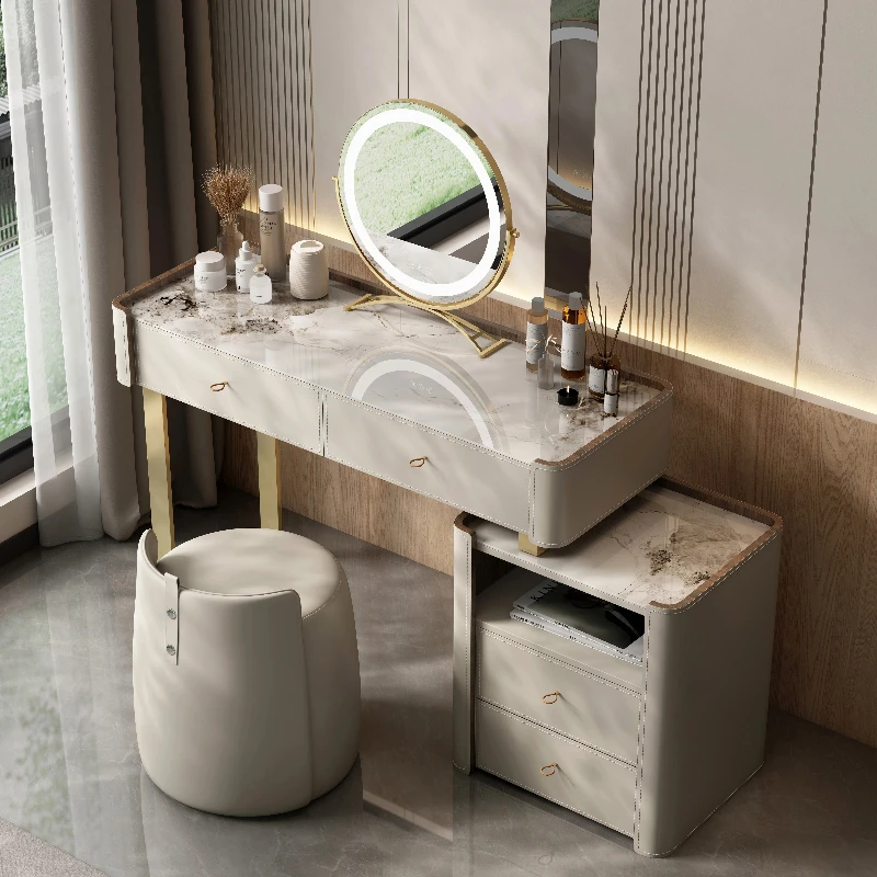 Stool Mirror Vanity Table Organizer Nordic Modern Luxury Makeup Dressing Table Drawer Storage Vanitty Tocador Bedroom Furniture